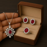 Zircon Locket Set-64 (Maroon)